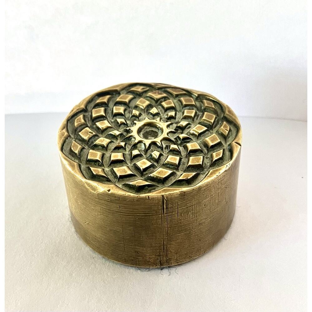 Vintage Solid Brass Jewelry Making Die Mold Engraved Floral Geometric Mandala
